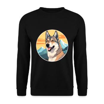 Tschechoslowakischer Wolfshund Hunderasse Karikatur Kawaii W - Unisex Pullover - Schwarz - Vorne - Alina (178cm) & Michal (187cm)