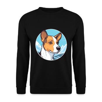 Danois Suédois Farmdog Race Cartoon Kawaii Wa - Sweat-shirt Unisexe - noir - Devant - Alina (178cm) & Michal (187cm)