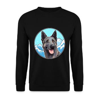 Dutch Shepherd Dog Breed Cartoon Kawaii Watercolor - Unisex Sweatshirt - black - Front - Alina (178cm) & Michal (187cm)