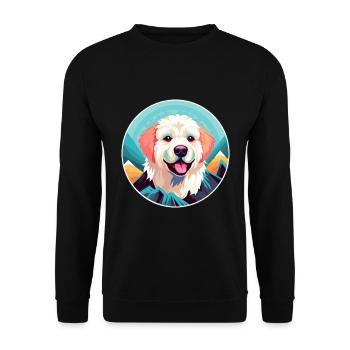 Niedliche Hunderasse Cartoon Kawaii Aquarell - Unisex Pullover - Schwarz - Vorne - Alina (178cm) & Michal (187cm)