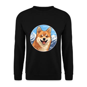 Finnischer Spitz Hunderasse Cartoon Kawaii Aquarell - Unisex Pullover - Schwarz - Vorne - Alina (178cm) & Michal (187cm)