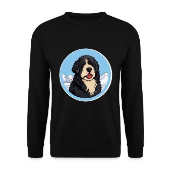 Friesische Wasserhundrasse Karikatur Kawaii Aquarell - Unisex Pullover - Schwarz - Vorne - Alina (178cm) & Michal (187cm)