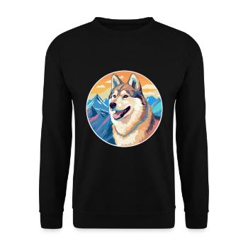 Ostsibirische Laika-Hunderasse Karikatur Kawaii-Wasser - Unisex Pullover - Schwarz - Vorne - Alina (178cm) & Michal (187cm)