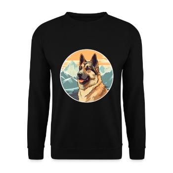 Race de chien de berger d’Europe de l’Est Cartoon Kawaii Wa - Sweat-shirt Unisexe - noir - Devant - Alina (178cm) & Michal (187cm)