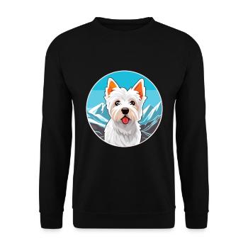 Anglais Terrier Blanc Chien Race Cartoon Kawaii Wat - Sweat-shirt Unisexe - noir - Devant - Alina (178cm) & Michal (187cm)