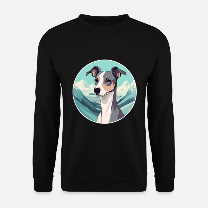 Englisch Whippet Hund Rasse Cartoon Kawaii Watercolo - Unisex Pullover - Schwarz