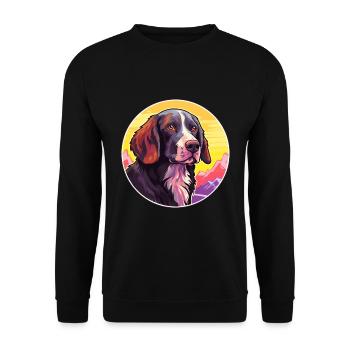 Frisian Pointing Dog Breed Cartoon Kawaii Watercol - Unisex Sweatshirt - black - Front - Alina (178cm) & Michal (187cm)