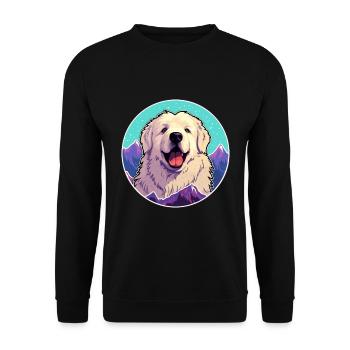 Great Pyrenees Dog Breed Cartoon Kawaii Watercolor - Unisex Sweatshirt - black - Front - Alina (178cm) & Michal (187cm)