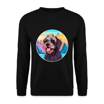 Griffon Nivernais race de chien dessin animé kawaii Waterco - Sweat-shirt Unisexe - noir - Devant - Alina (178cm) & Michal (187cm)
