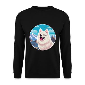 Spitz japonais chien race dessin animé Kawaii aquarelle - Sweat-shirt Unisexe - noir - Devant - Alina (178cm) & Michal (187cm)