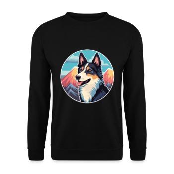 Karelo Finnish Laika Dog Breed Cartoon Kawaii Wate - Unisex Sweatshirt - black - Front - Alina (178cm) & Michal (187cm)