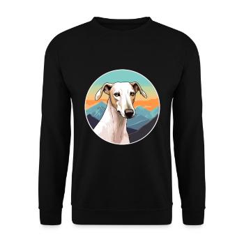 Galgo Español Hunderasse Cartoon Kawaii Aquarell - Unisex Pullover - Schwarz - Vorne - Alina (178cm) & Michal (187cm)