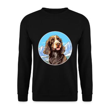 Allemand à poil long Pointer chien race Cartoon Kawaii - Sweat-shirt Unisexe - noir - Devant - Alina (178cm) & Michal (187cm)