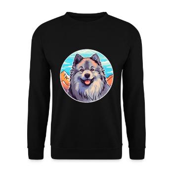 Keeshond Dog Breed Cartoon Kawaii Watercolor - Unisex Sweatshirt - black - Front - Alina (178cm) & Michal (187cm)
