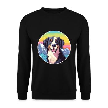 Hamiltonstovare Hunderasse Cartoon Kawaii Watercolo - Unisex Pullover - Schwarz - Vorne - Alina (178cm) & Michal (187cm)
