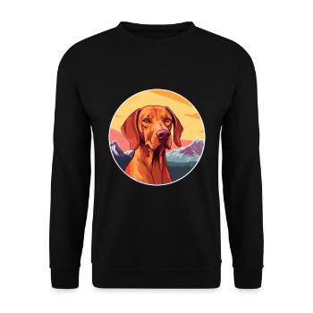 Hungarian Vizsla Dog Breed Cartoon Kawaii Watercol - Unisex Sweatshirt - black - Front - Alina (178cm) & Michal (187cm)