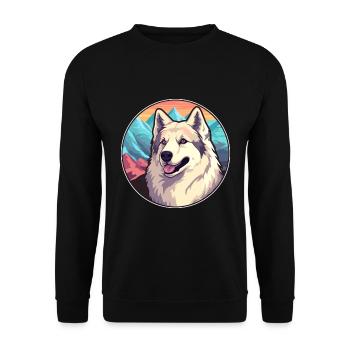 Kyi Leo Hunderasse Cartoon Kawaii Aquarell - Unisex Pullover - Schwarz - Vorne - Alina (178cm) & Michal (187cm)