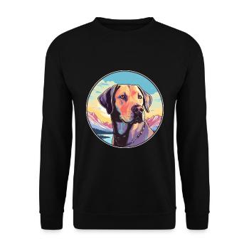 Labrador Retriever chien race dessin animé kawaii waterc - Sweat-shirt Unisexe - noir - Devant - Alina (178cm) & Michal (187cm)