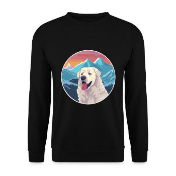 Kuvasz chien race dessin animé Kawaii aquarelle - Sweat-shirt Unisexe - noir - Devant - Alina (178cm) & Michal (187cm)