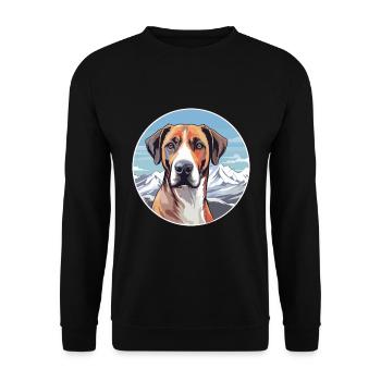 Mountain Cur Hunderasse Cartoon Kawaii Aquarell - Unisex Pullover - Schwarz - Vorne - Alina (178cm) & Michal (187cm)