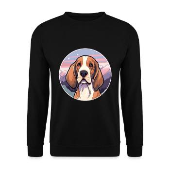 Latvian Hound Dog Breed Cartoon Kawaii Watercolor - Unisex Sweatshirt - black - Front - Alina (178cm) & Michal (187cm)