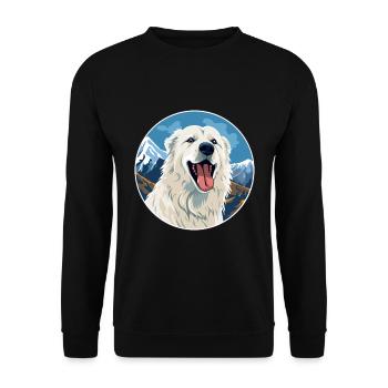 Maremma Sheepdog Dog Breed Cartoon Kawaii Watercol - Unisex Sweatshirt - black - Front - Alina (178cm) & Michal (187cm)