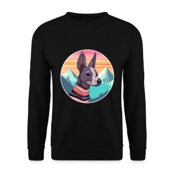 Mexikanische haarlose Hunderasse Cartoon Kawaii Watercol - Unisex Pullover - Schwarz - Vorne - Alina (178cm) & Michal (187cm)