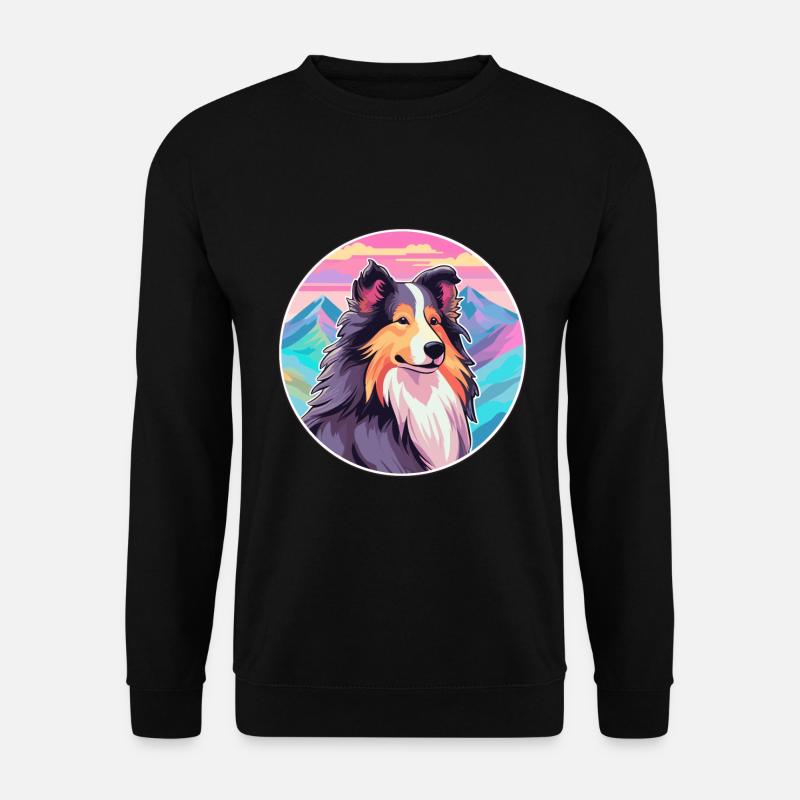 Sheltie Hunderasse Karikatur Kawaii Aquarell - Unisex Pullover - Schwarz
