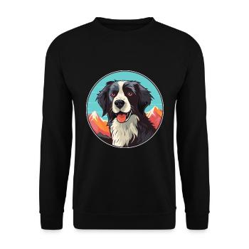 Stabyhoun chien race dessin animé Kawaii aquarelle - Sweat-shirt Unisexe - noir - Devant - Alina (178cm) & Michal (187cm)