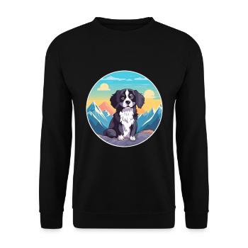 Strellufstover race de chien dessin animé Kawaii aquarelle - Sweat-shirt Unisexe - noir - Devant - Alina (178cm) & Michal (187cm)