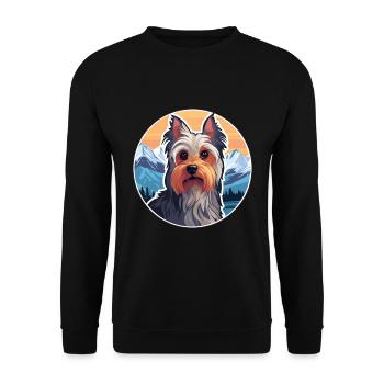 Silky Terrier Hunderasse Cartoon Kawaii Aquarell - Unisex Pullover - Schwarz - Vorne - Alina (178cm) & Michal (187cm)