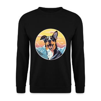 Volpino Italiano Hunderasse Cartoon Kawaii Watercol - Unisex Pullover - Schwarz - Vorne - Alina (178cm) & Michal (187cm)
