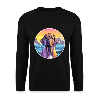 Alpine Mastiff Dog Breed Cartoon Kawaii Watercolor - Unisex Sweatshirt - black - Front - Alina (178cm) & Michal (187cm)