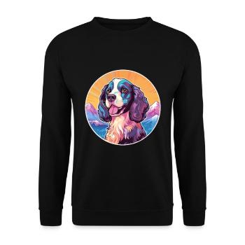 Alpine Spaniel Dog Breed Cartoon Kawaii Watercolor - Unisex Sweatshirt - black - Front - Alina (178cm) & Michal (187cm)