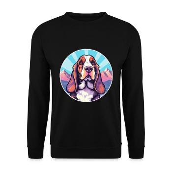 Basset Bleu De Gascogne Dog Breed Cartoon Kawaii W - Unisex Sweatshirt - black - Front - Alina (178cm) & Michal (187cm)