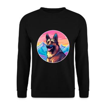 Berger Belge Malinois Chien Race Cartoon Kawaii - Sweat-shirt Unisexe - noir - Devant - Alina (178cm) & Michal (187cm)