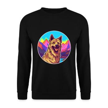 Belgian Shepherd Laekenois Dog Breed Cartoon Kawai - Unisex Sweatshirt - black - Front - Alina (178cm) & Michal (187cm)