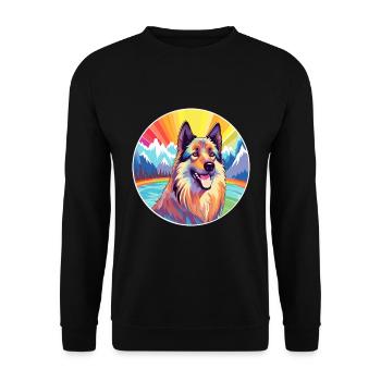 Belgian Tervuren Dog Breed Cartoon Kawaii Watercol - Unisex Sweatshirt - black - Front - Alina (178cm) & Michal (187cm)