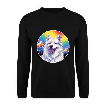Berger Blanc Suisse Dog Breed Cartoon Kawaii Water - Unisex Sweatshirt - black - Front - Alina (178cm) & Michal (187cm)