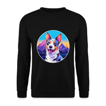 Blue Heeler Dog Breed Cartoon Kawaii Watercolor - Unisex Sweatshirt - black - Front - Alina (178cm) & Michal (187cm)