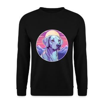 Bleu dentelle chien race dessin animé Kawaii aquarelle - Sweat-shirt Unisexe - noir - Devant - Alina (178cm) & Michal (187cm)