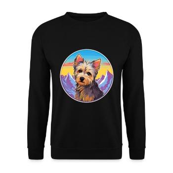 Australian Silky Terrier Dog Breed Cartoon Kawaii - Unisex Sweatshirt - black - Front - Alina (178cm) & Michal (187cm)