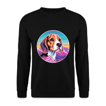 Beagle Kleiner Dufthund Hund Rasse Cartoon Kawaii - Unisex Pullover - Schwarz - Vorne - Alina (178cm) & Michal (187cm)
