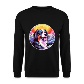 Berner Laufhund Dog Breed Cartoon Kawaii Watercolo - Unisex Sweatshirt - black - Front - Alina (178cm) & Michal (187cm)