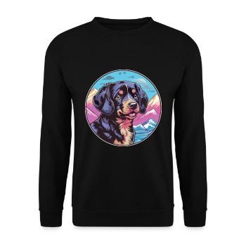 Noir et Tan chien race Cartoon Kawaii aquarelle - Sweat-shirt Unisexe - noir - Devant - Alina (178cm) & Michal (187cm)