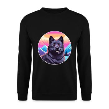 Chien d’élan norvégien noir race de chien Cartoon Kawaii - Sweat-shirt Unisexe - noir - Devant - Alina (178cm) & Michal (187cm)