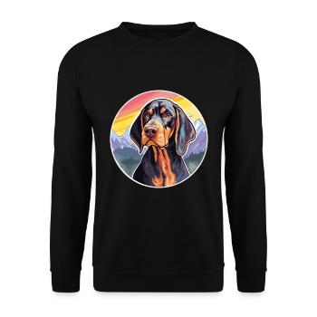 Noir et Tan Coonhound chien race Cartoon Kawaii W - Sweat-shirt Unisexe - noir - Devant - Alina (178cm) & Michal (187cm)