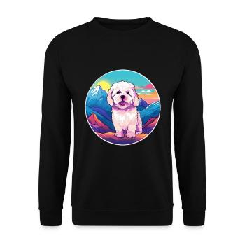 Bolognese Dog Breed Cartoon Kawaii Watercolor - Unisex Sweatshirt - black - Front - Alina (178cm) & Michal (187cm)