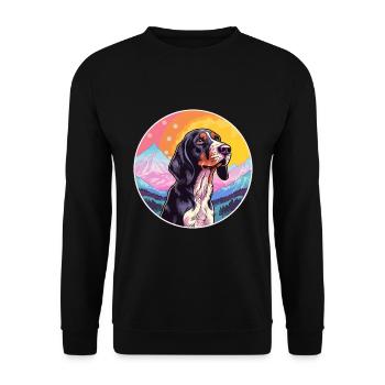 Bluetick Coonhound chien race dessin animé kawaii waterc - Sweat-shirt Unisexe - noir - Devant - Alina (178cm) & Michal (187cm)