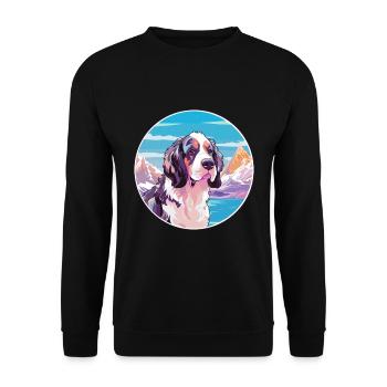 Braque Francais Race de chien Cartoon Kawaii Watercolo - Sweat-shirt Unisexe - noir - Devant - Alina (178cm) & Michal (187cm)